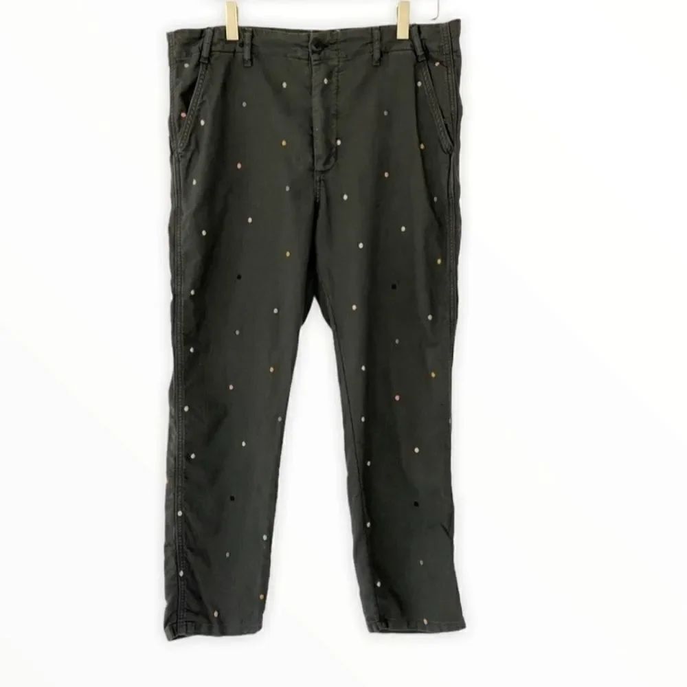 The Great. Grey embroidered polkadot chino pants sz 27